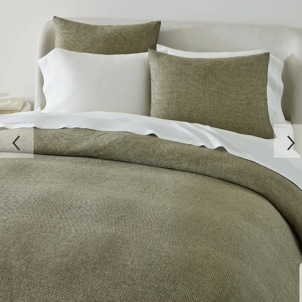 ❤️BUY 2 GET 1 FREE West Elm European Flax Linen Mini Waffle Duvet Cover, King